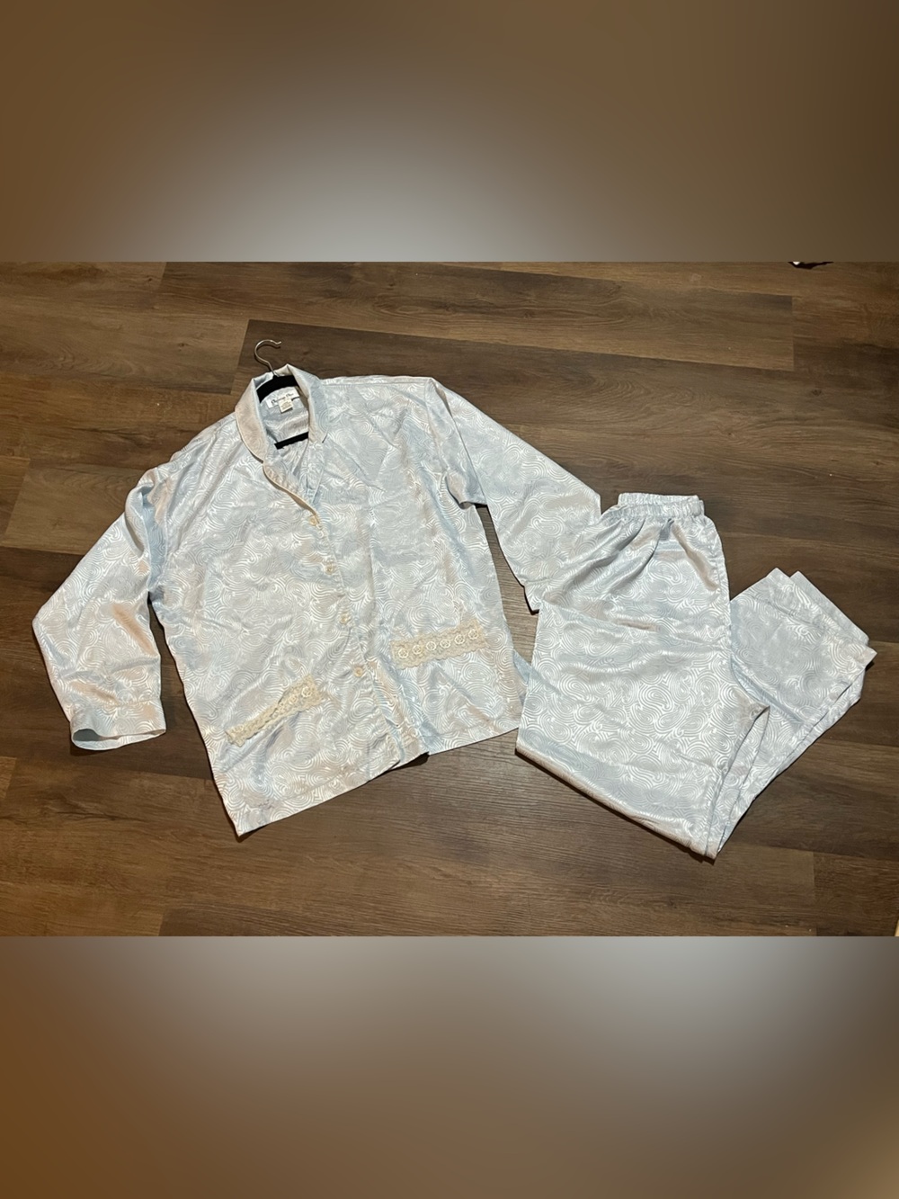 Authentic Vintage Christian Dior Blue Satin Pajama Set | 1980s | Large